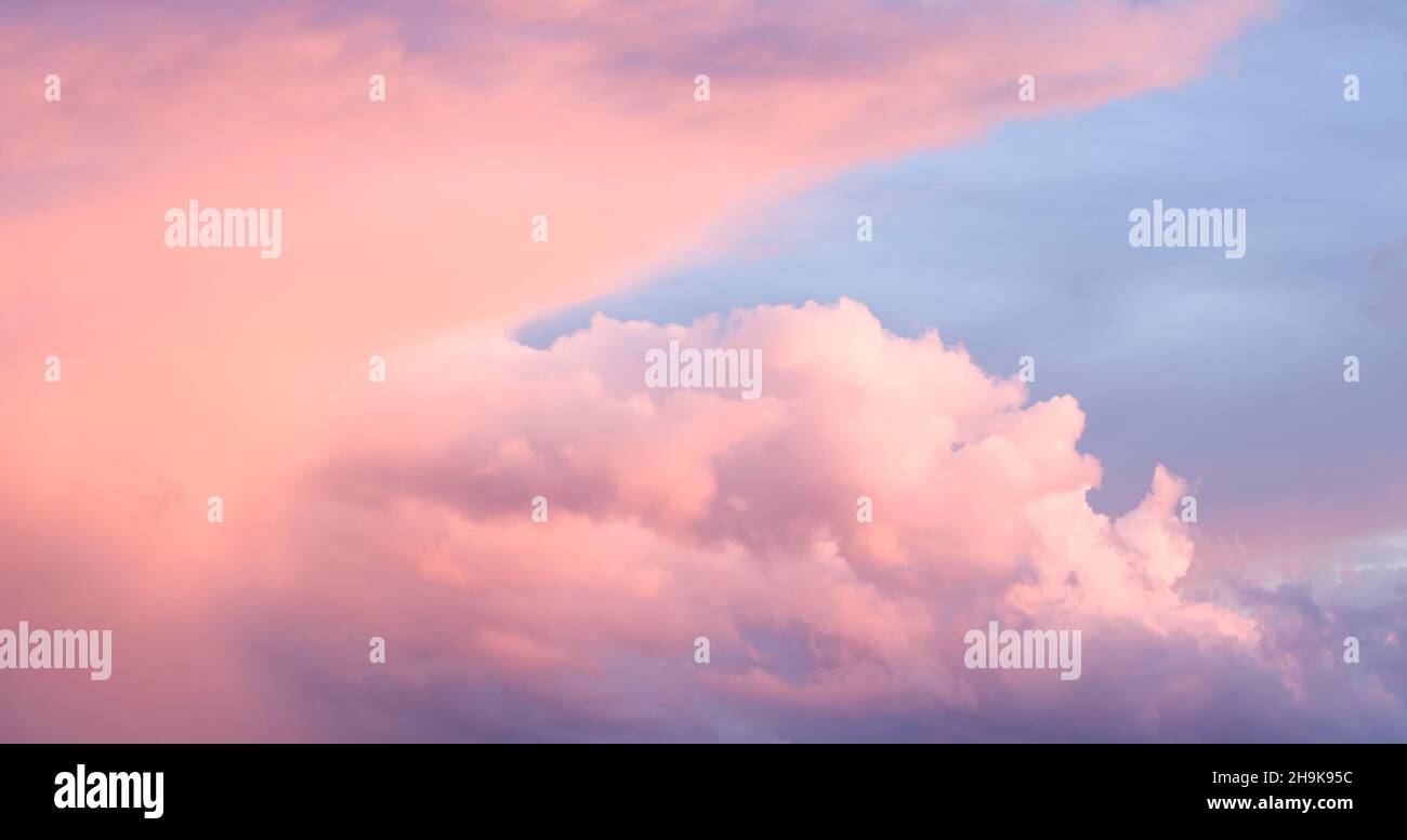 Moody sky with rain clouds at sunset, dramatic background or template Stock Photo