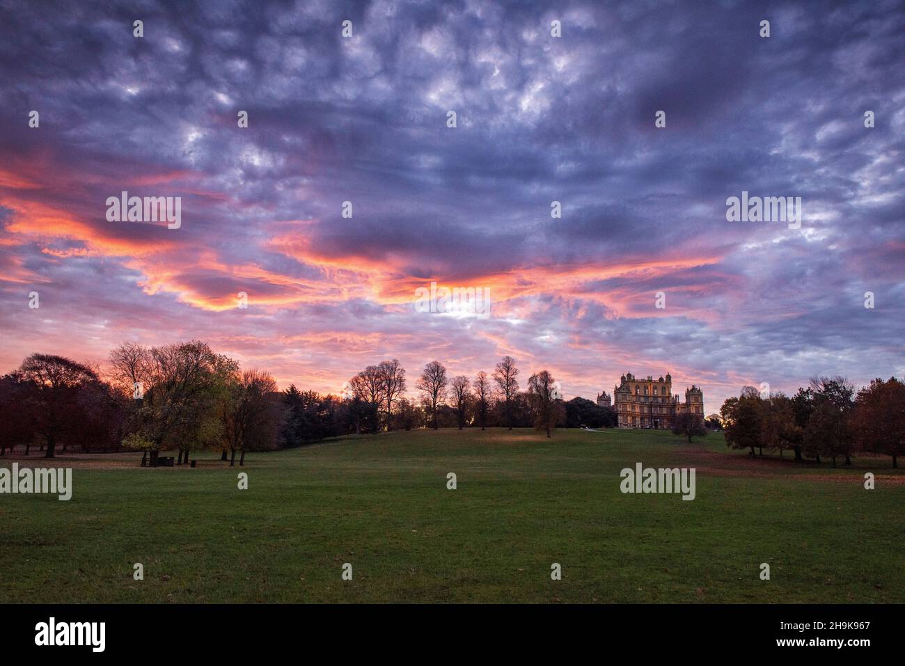 Autumn sunrise at Wollaton Park in Nottingham Nottinghamshire England