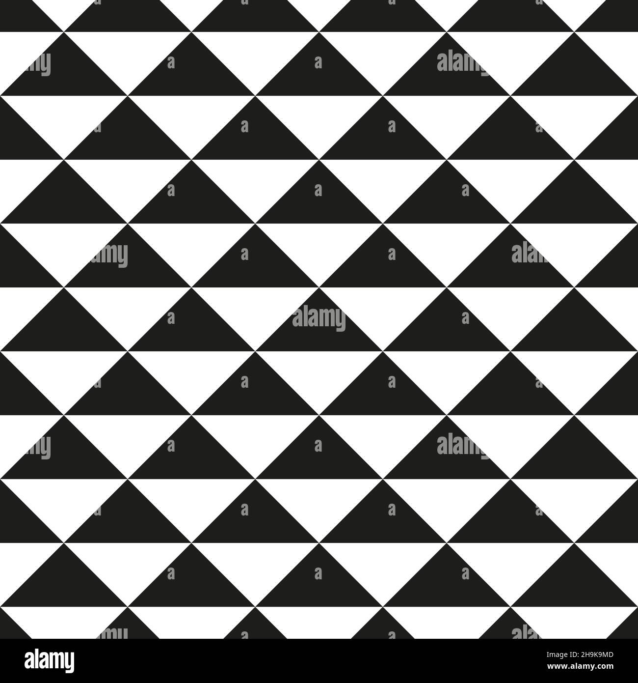 Abstract ornament with black triangles on white background. Geometric seamless texture Stock Vector