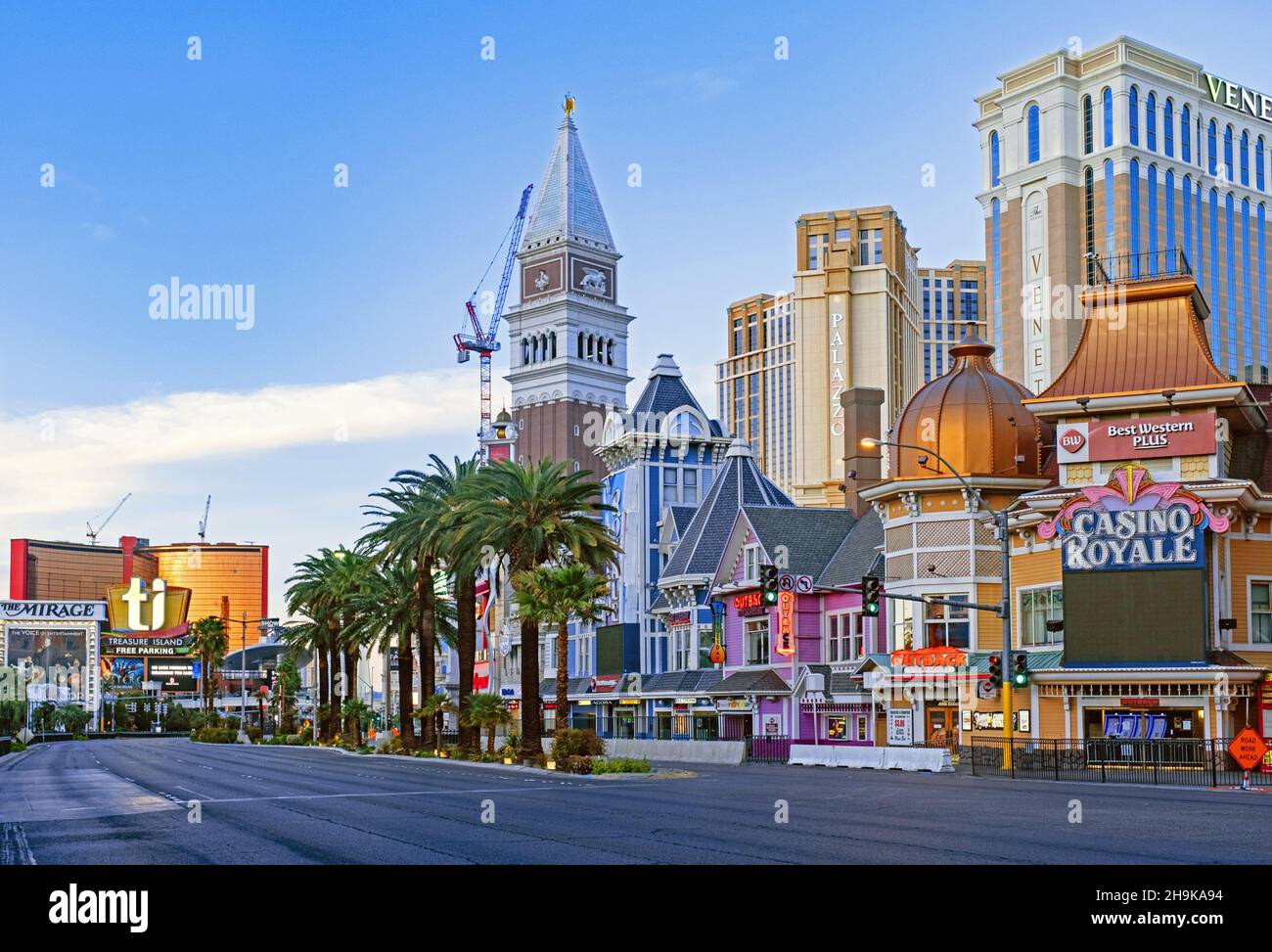Deserted, empty streets in the city Las Vegas during the COVID-19 pandemic / coronavirus pandemic, Clark County, Nevada, United States, USA Stock Photo