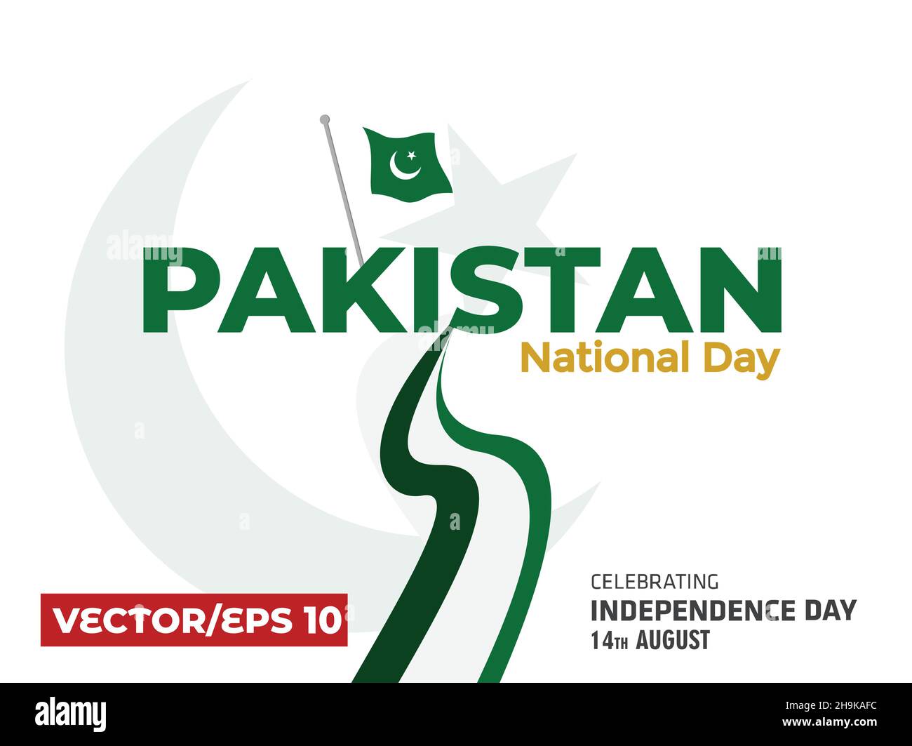 Happy Pakistan National Day Vector Template Design Illustration, holiday 14 August is the day of independence of Pakistan Stock Vector