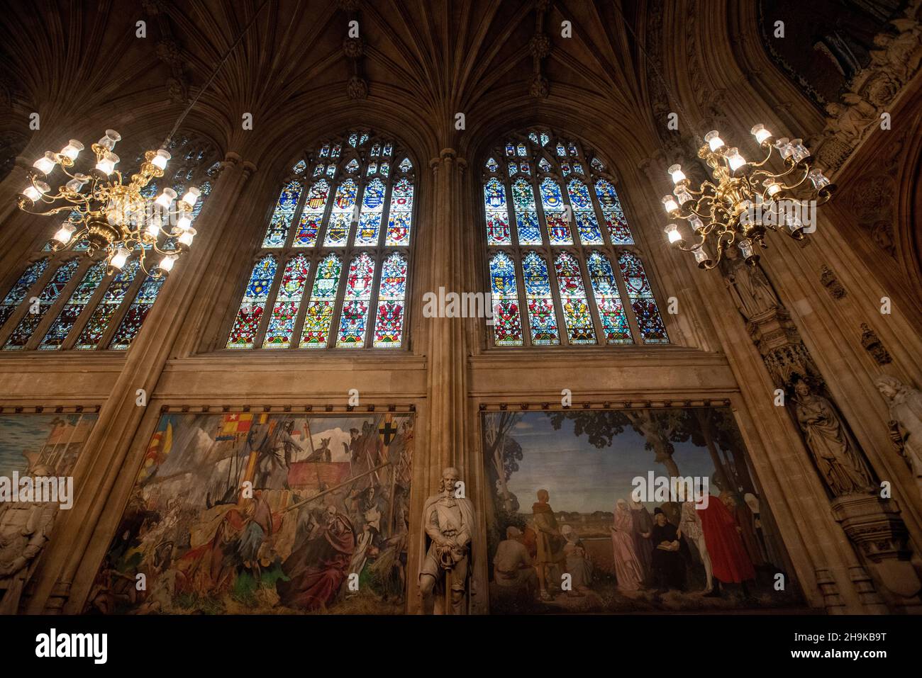 London, September 2021. The Palace of Westminster (also known as the Houses of Parliament) is the London building where the two Houses of Parliament a Stock Photo