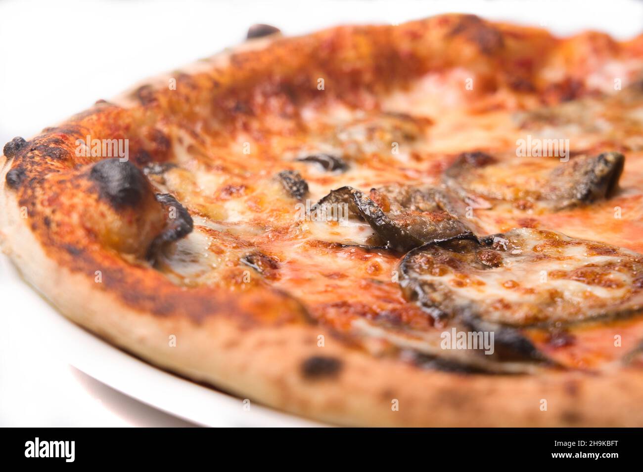 Italian food, eggplant pizza view Stock Photo Alamy