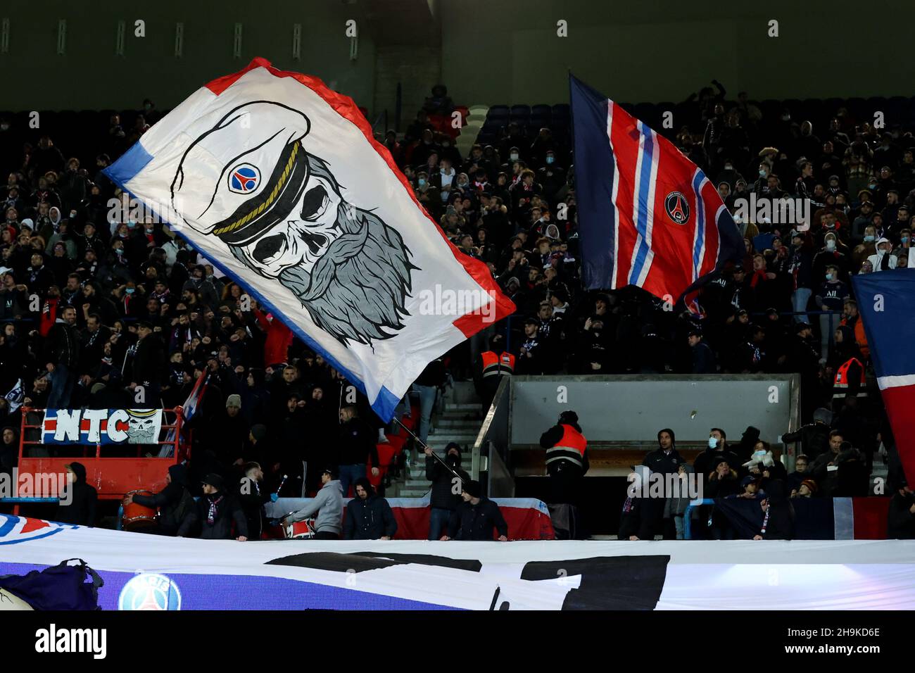 Club Brugge ultras in away stand during Lens-Lille crowd trouble