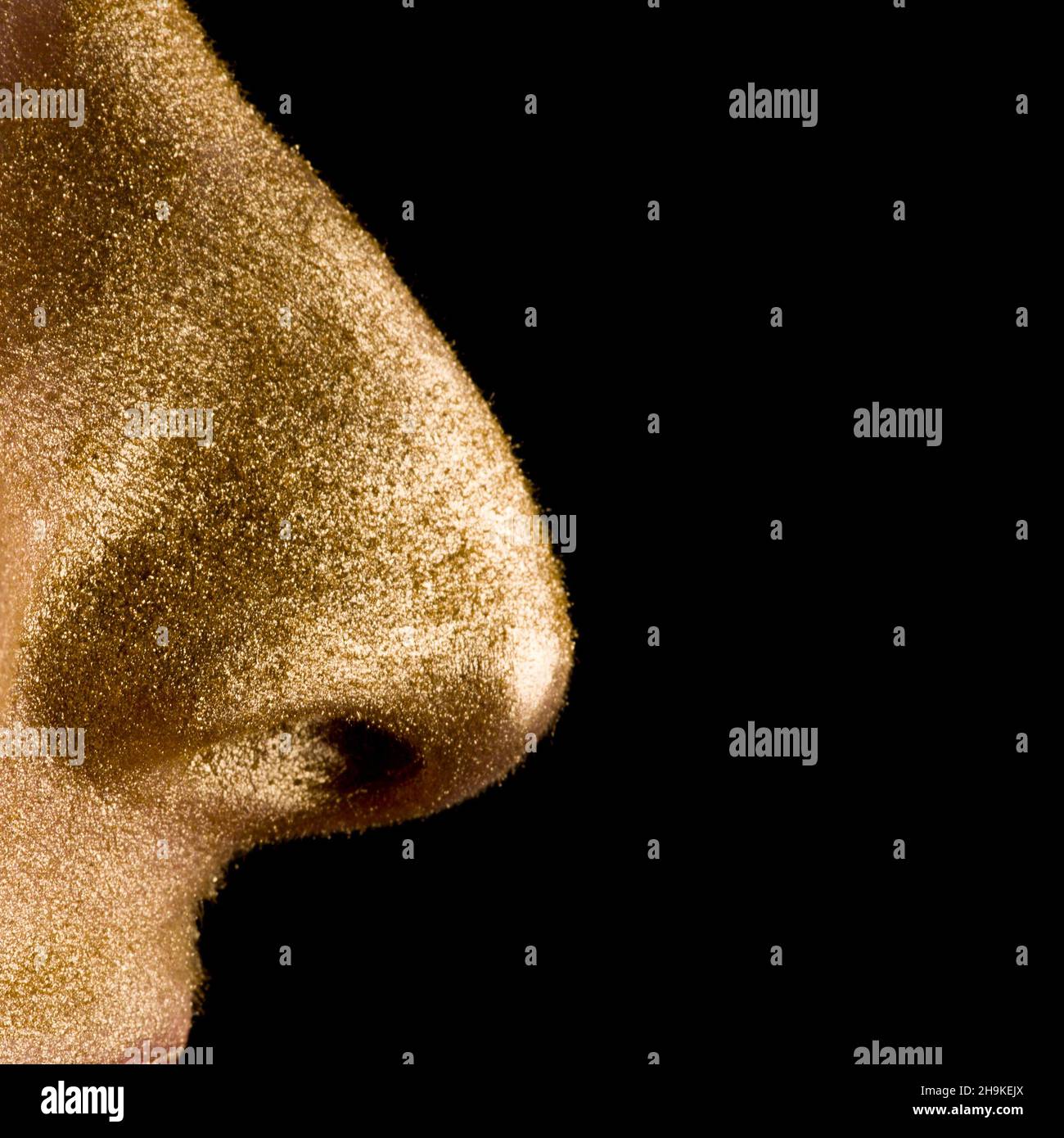 Nose, earn gold, golden, one, face, side, profile, proverb, synonym, yellow, have, charming, precious, magic, values exempted, sparkles, very, value Stock Photo