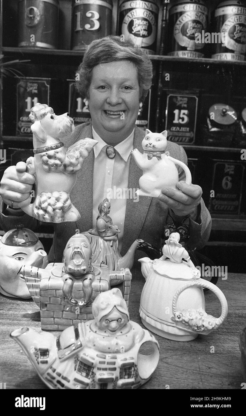 Novelty teapot collection in York 1980 Stock Photo