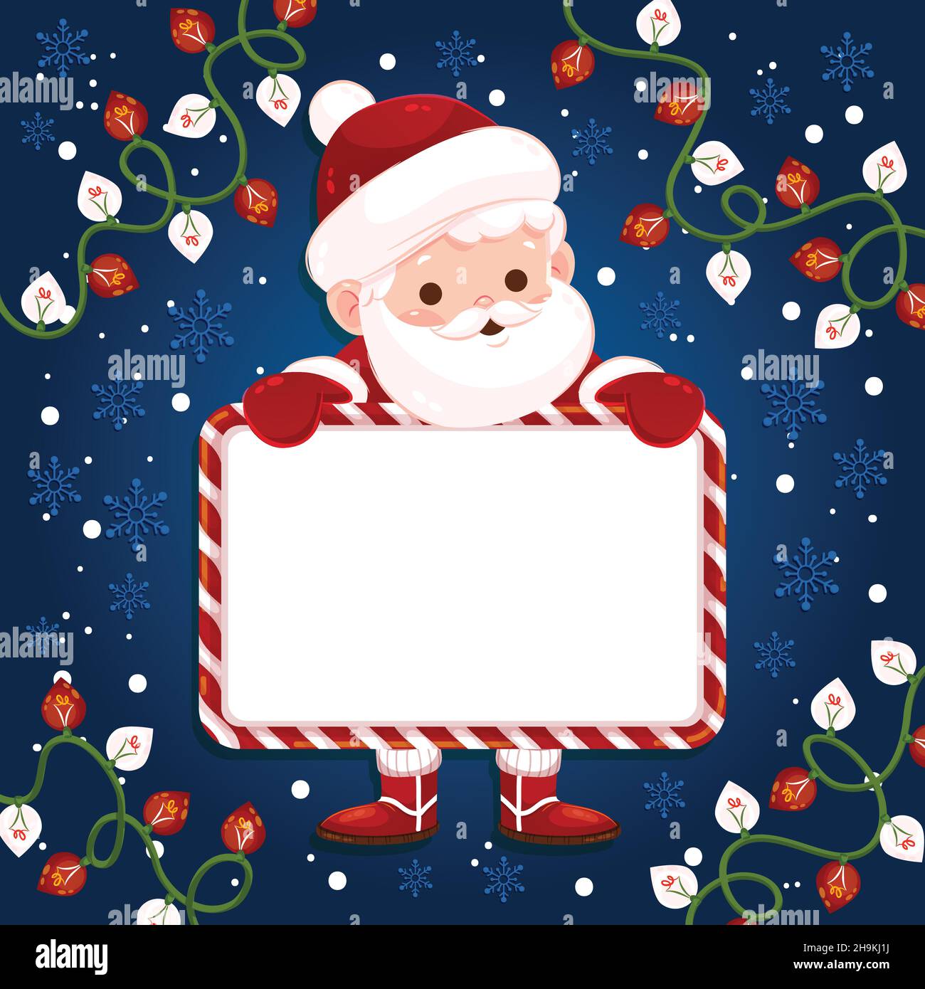 christmas santa claus holding blank banner vector design illustration ...