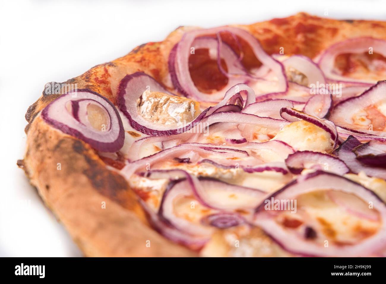 Italian food, onion pizza view Stock Photo Alamy