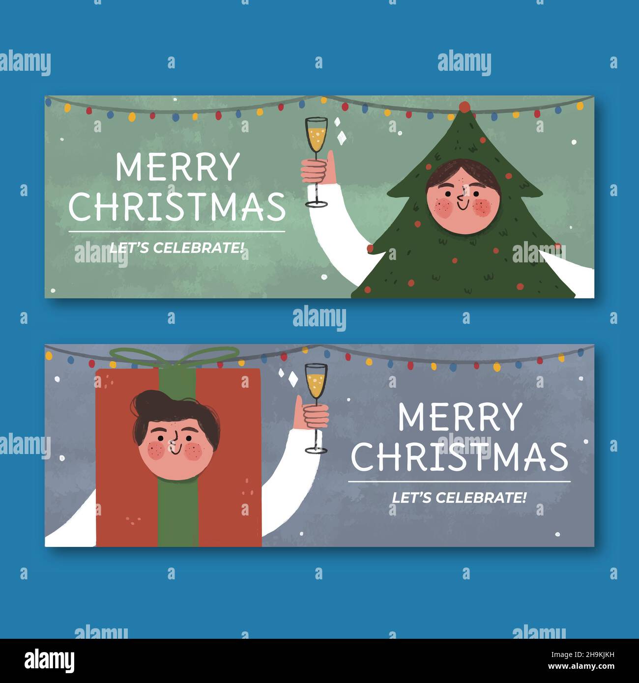 hand drawn christmas banners vector design illustration Stock Vector