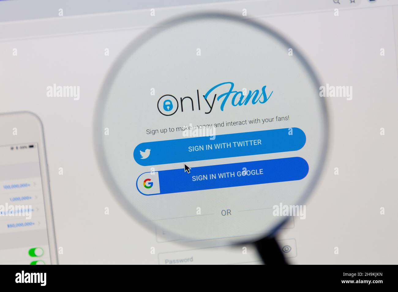 Ostersund, Sweden - September 6, 2021 Closeup of OnlyFans homepage