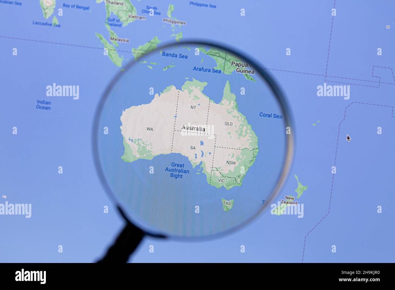 Ostersund, Sweden Sep 14, 2021 Australia on Google Maps under a