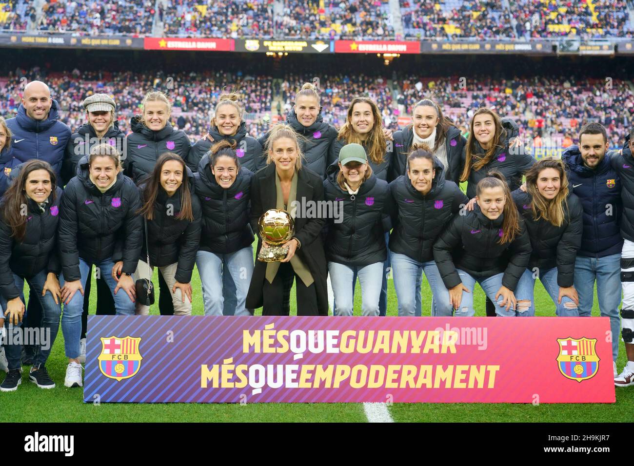 4th December 2021; Nou Camp, Barcelona, Spain: La Liga football, FC Barcelona versus Real Betis: Alexia Putellas show women Ballon d'Or Stock Photo