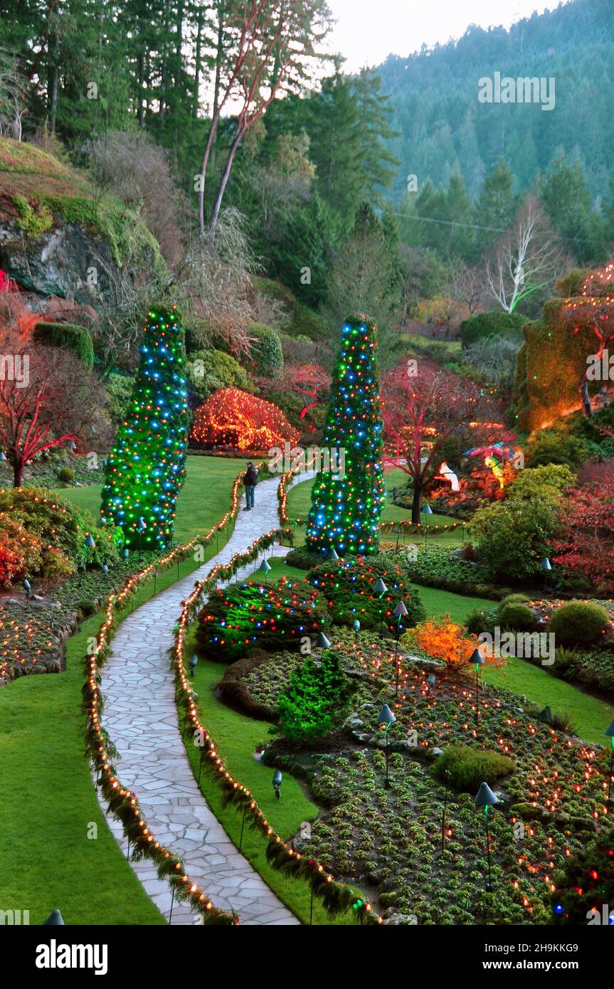 Sunken gardens at the Butchart gardens in Victoria BC, Canada Stock Photo