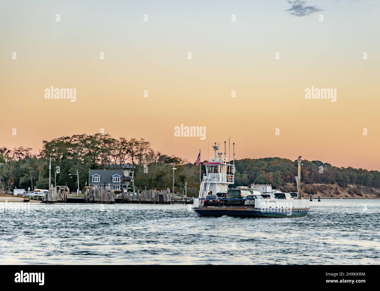 Shelter Island ferry, Southern Cross in late day sun, Shelter Island