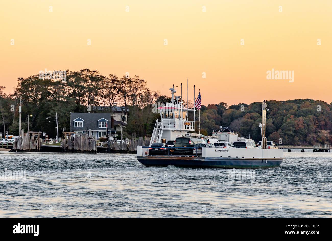 Shelter Island ferry, Southern Cross in late day sun, Shelter Island