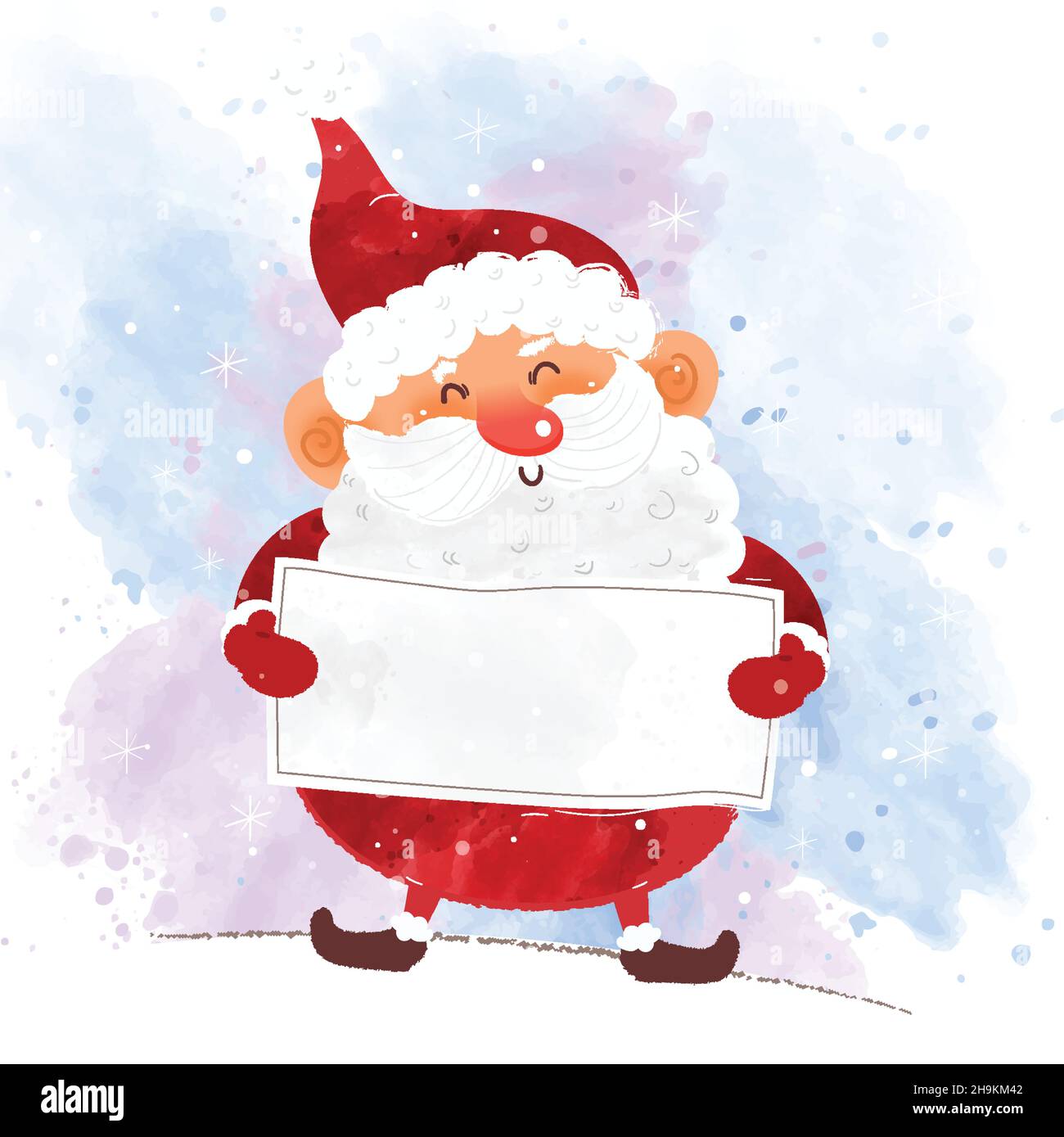 santa claus holding blank banner vector design illustration Stock ...