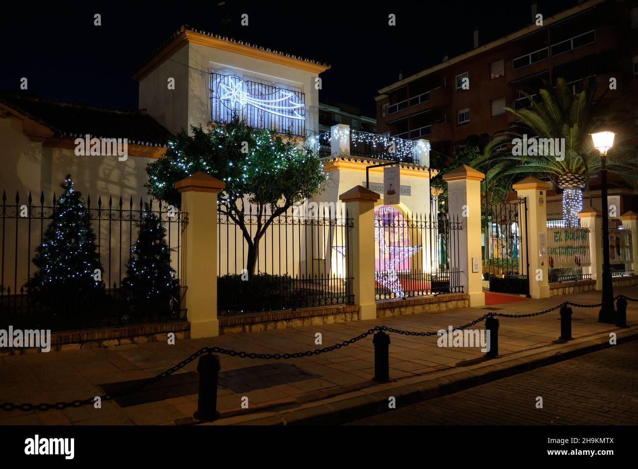 Fuengirola Museum with christmas decoration, Malaga province, Spain. Stock Photo