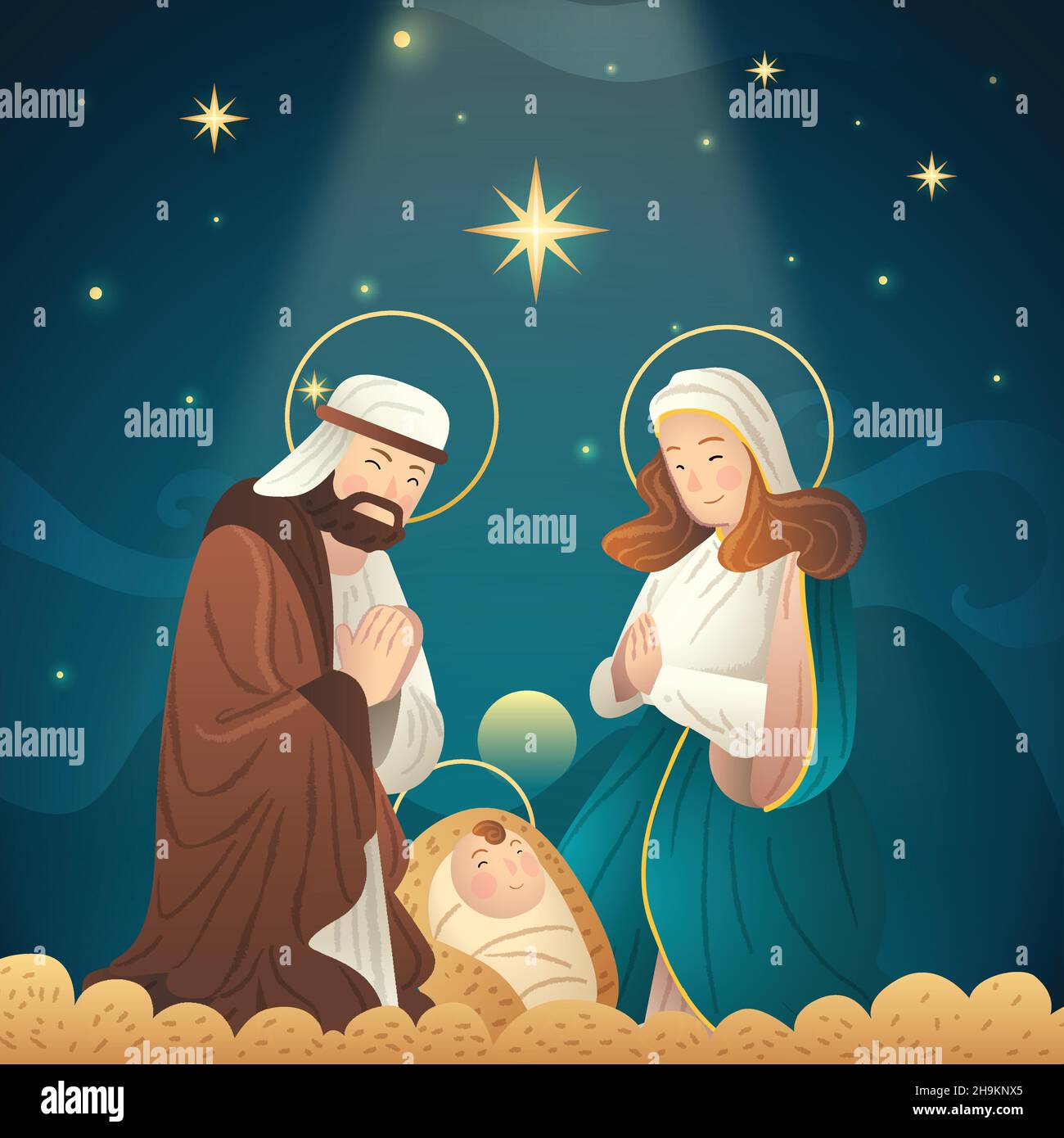 nativity scene concept hand drawn vector design illustration Stock ...