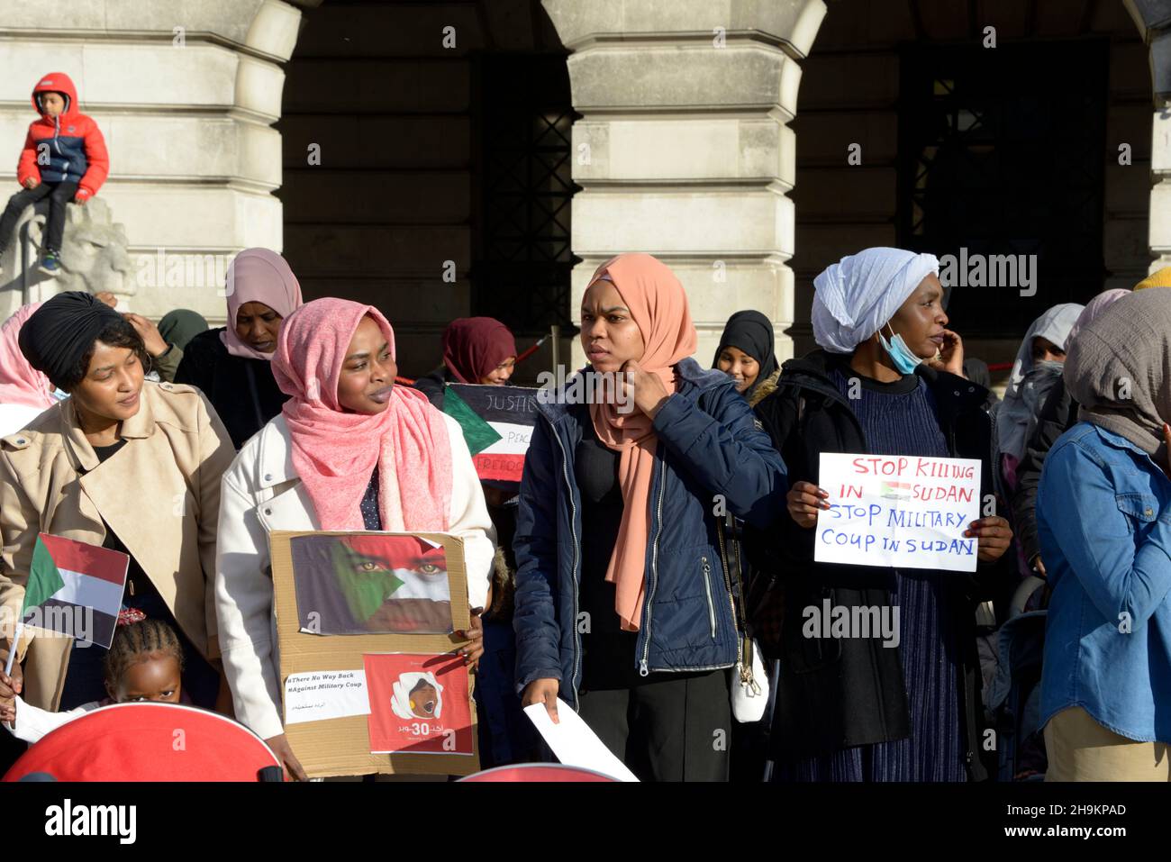 Sudanese women protesting against action in Sudan. Stock Photo