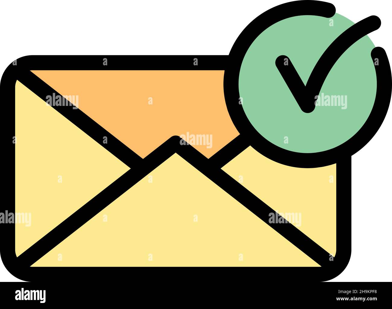 Approved envelope icon. Outline approved envelope vector icon color flat isolated Stock Vector