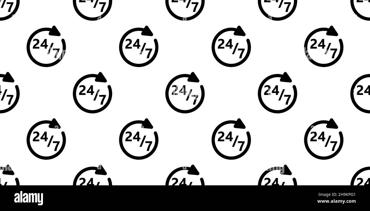 Seamless 24 7 icon pattern, repeats vertically and horizontally Stock Vector
