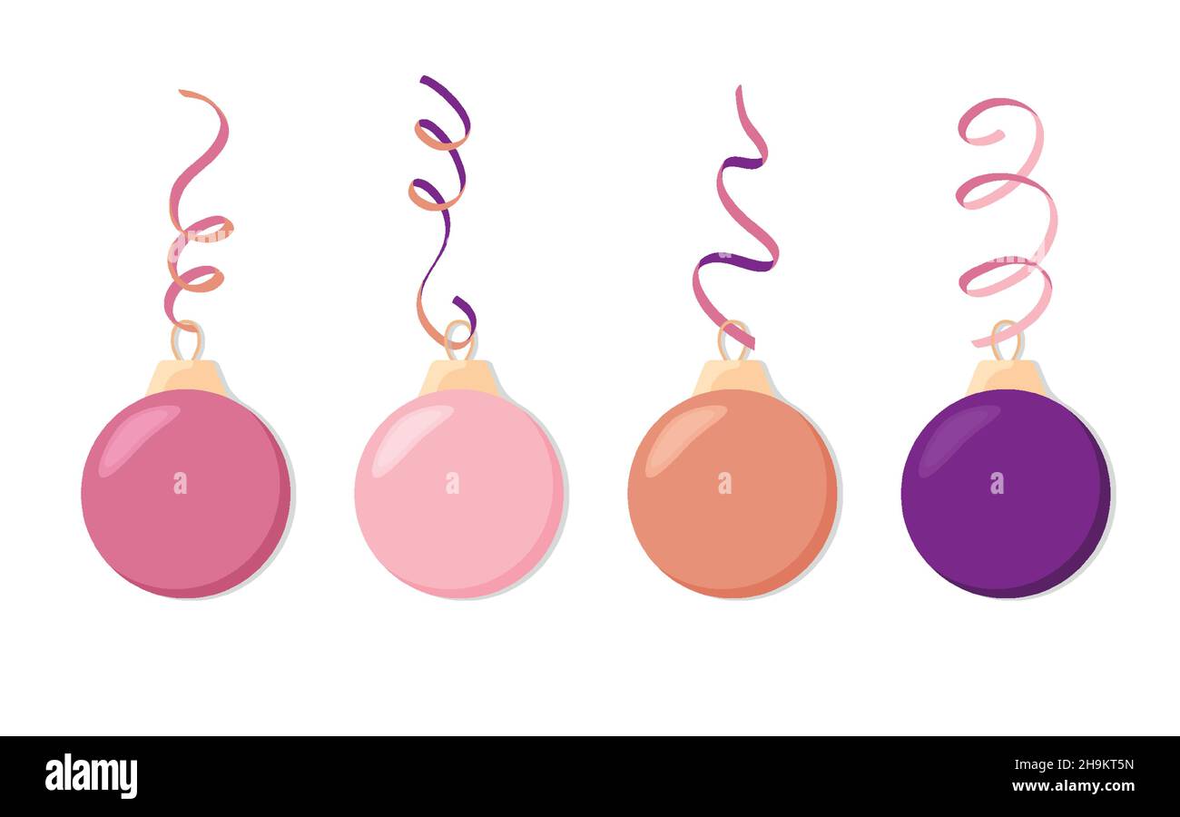 Christmas toy on a tree. A set of glass balls. Stock Vector
