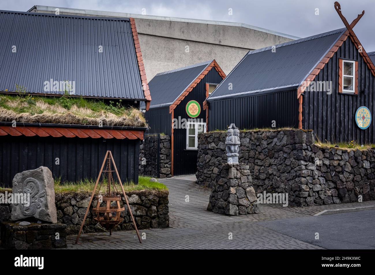 Hafnarfjordur, Iceland - July 17.2021: Wooden cabins at the Viking ...