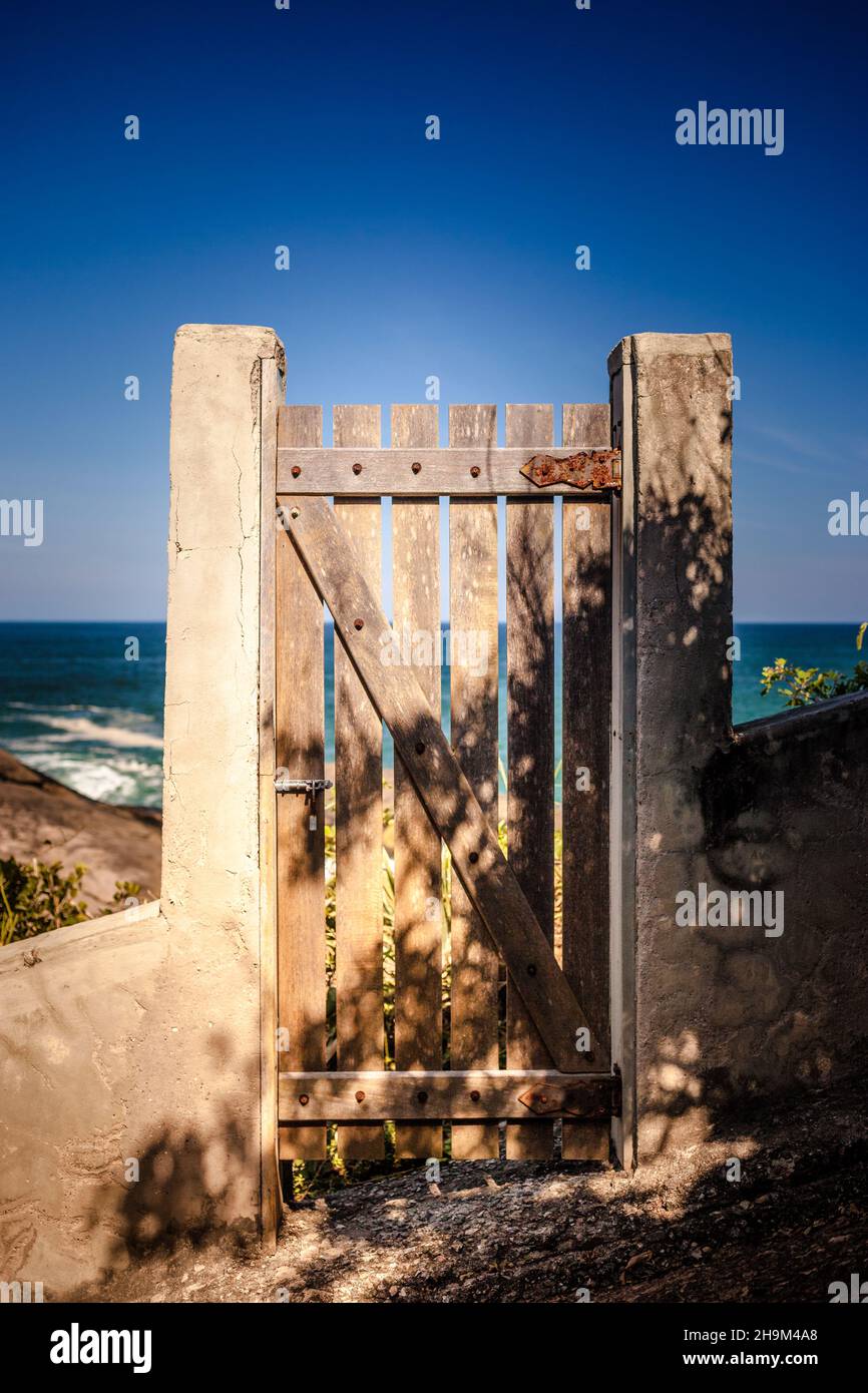 A door leading to the beach Stock Photo