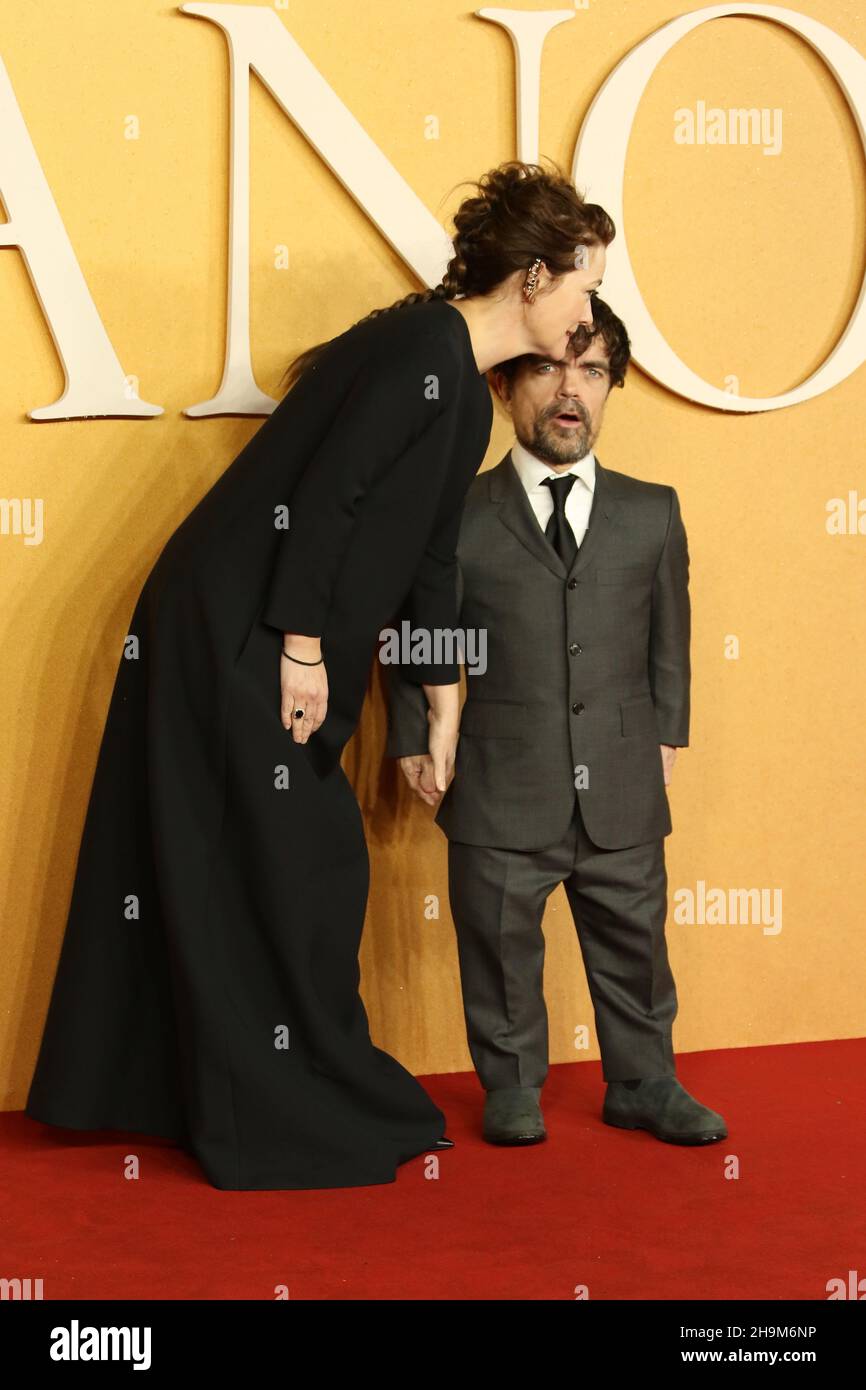 Peter Dinklage and Erica Schmidt, Cyrano - UK Film Premiere, Leicester Square, London, UK, 07 December 2021, Photo by Richard Goldschmidt Stock Photo