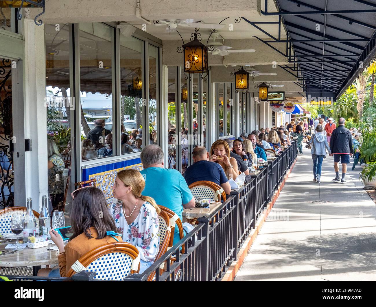 Outdoor dining on St Armands Circle on St Armands Key in Sarasota