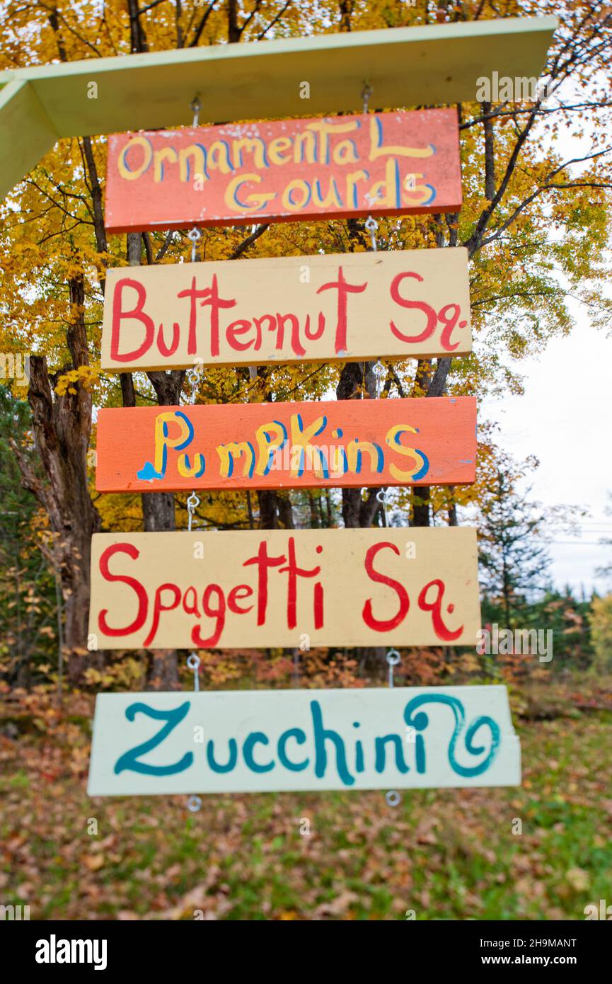Farm Stand Sign, Vermont, USA Stock Photo