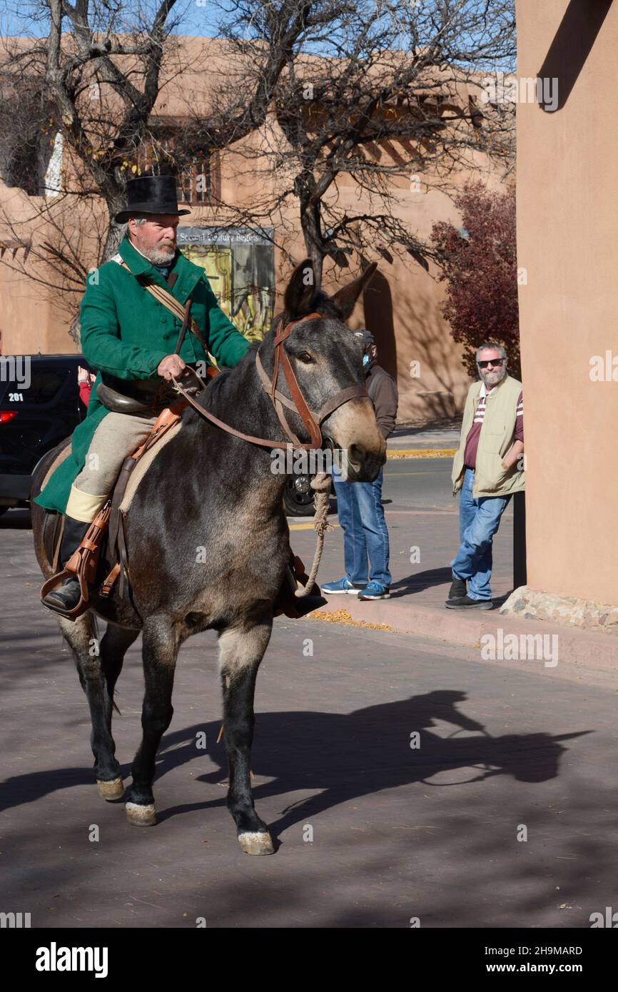 A reenactor portrays trailblazer William Becknell at a reenactment of the 1821 opening of the Santa Fe Trail in Santa Fe, New Mexico. Stock Photo
