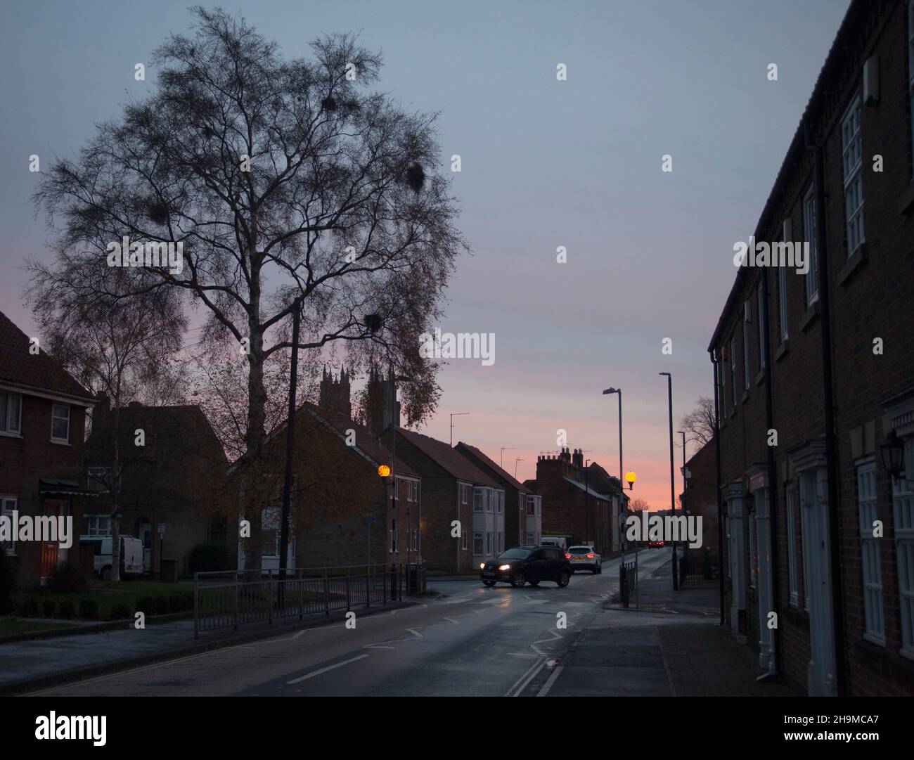 Yorkshire Sunrise - red sky in the morning Beverley UK Stock Photo