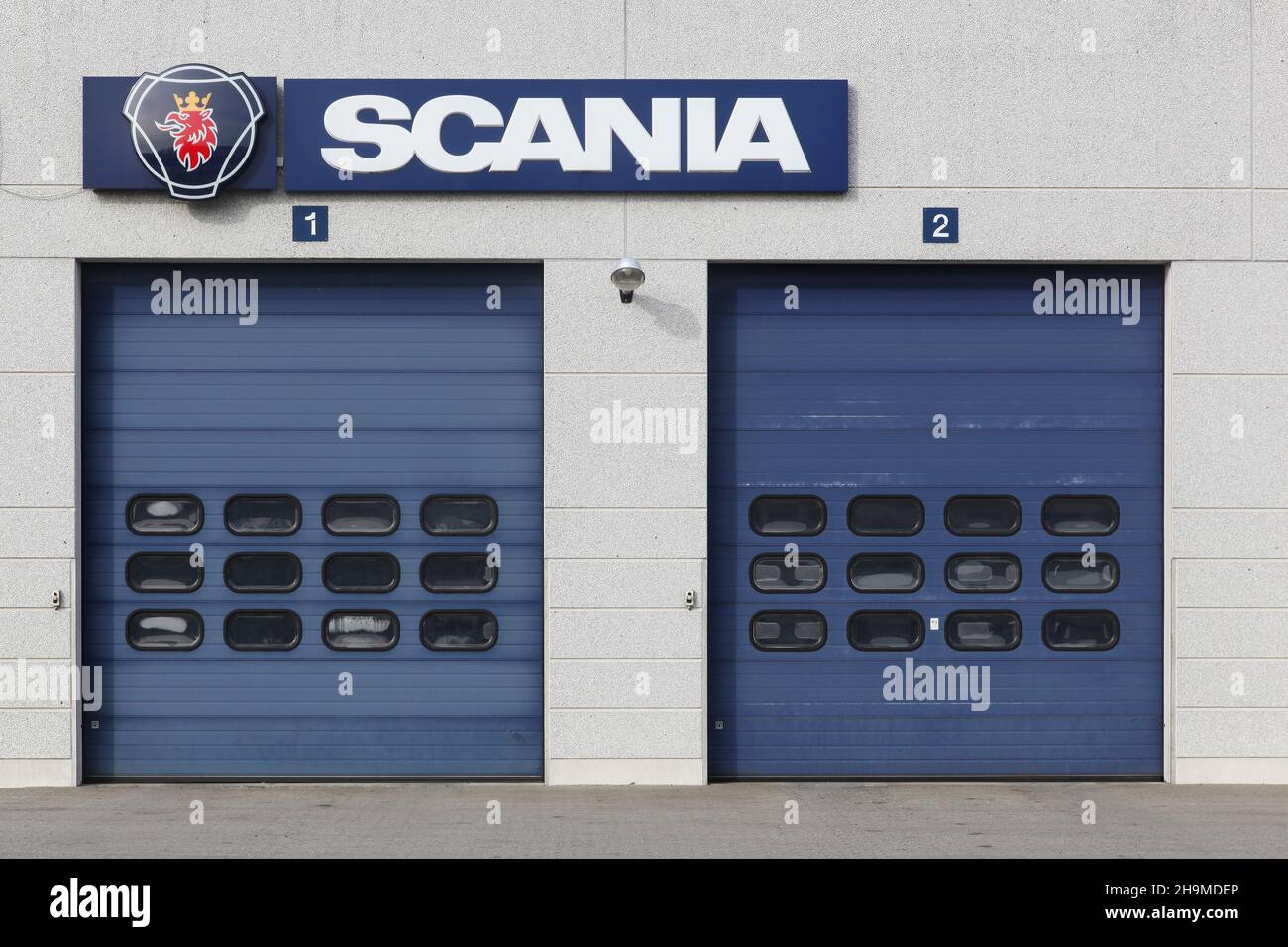 Vejle, Denmark - March 25, 2017: Scania building in Denmark. Scania is a major swedish automotive industry manufacturer Stock Photo