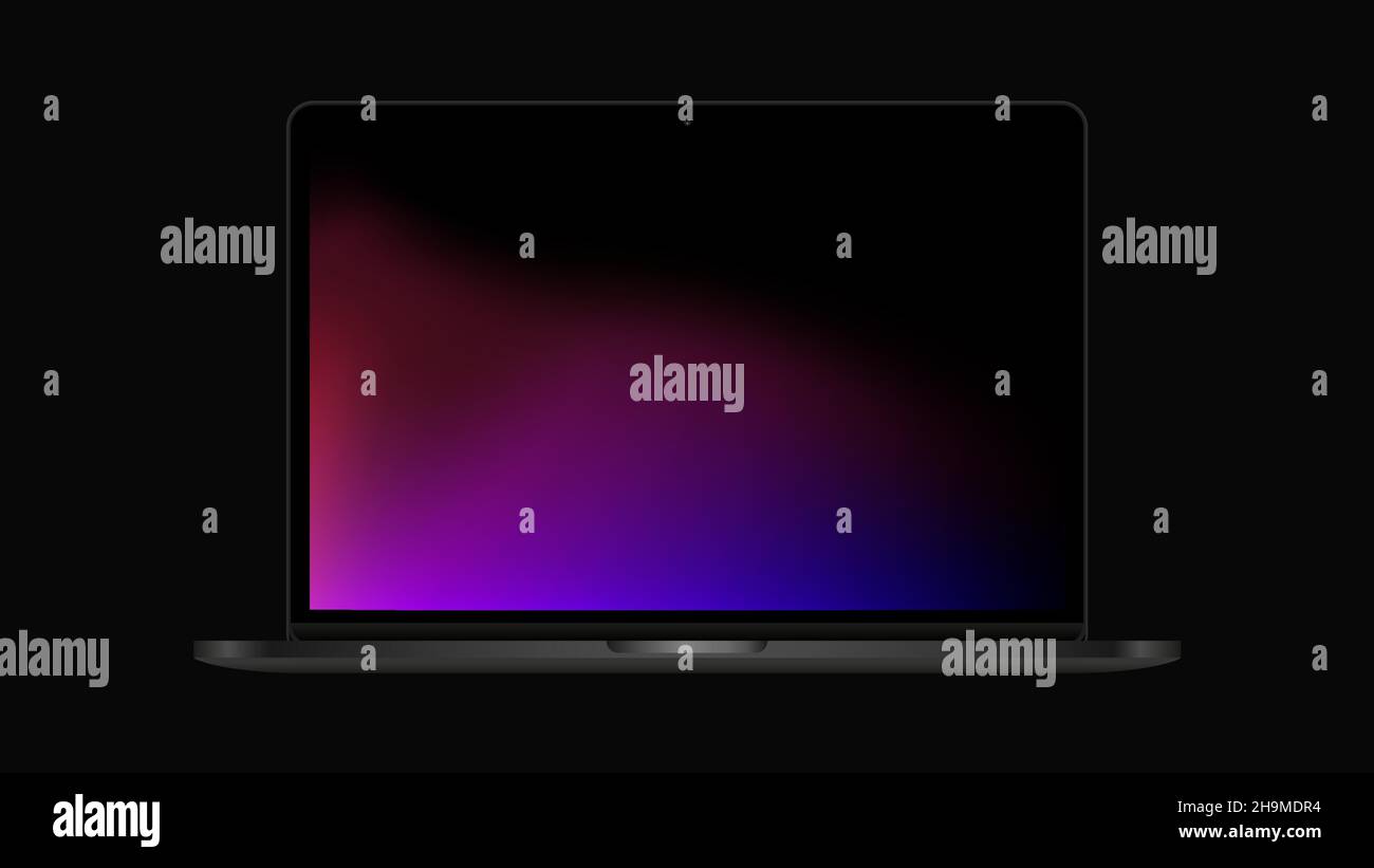 Realistic Notebook Mockup. Laptop with Gradient Screen. Vector illustration Stock Vector