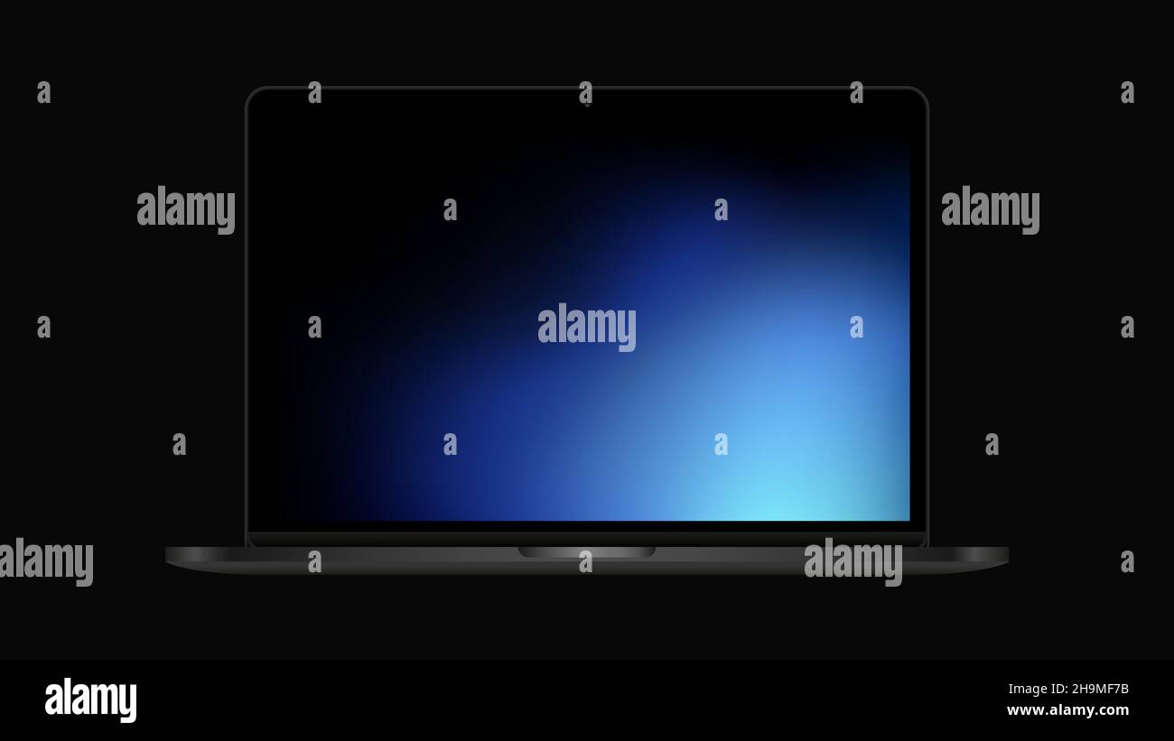 Air Laptop Mockup with Blue Gradient Screen. Vector illustration Stock Vector