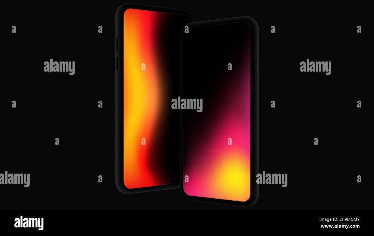 Isolated Smartphones. Portable Device Mockup with Gradient Screen. Vector illustration Stock Vector