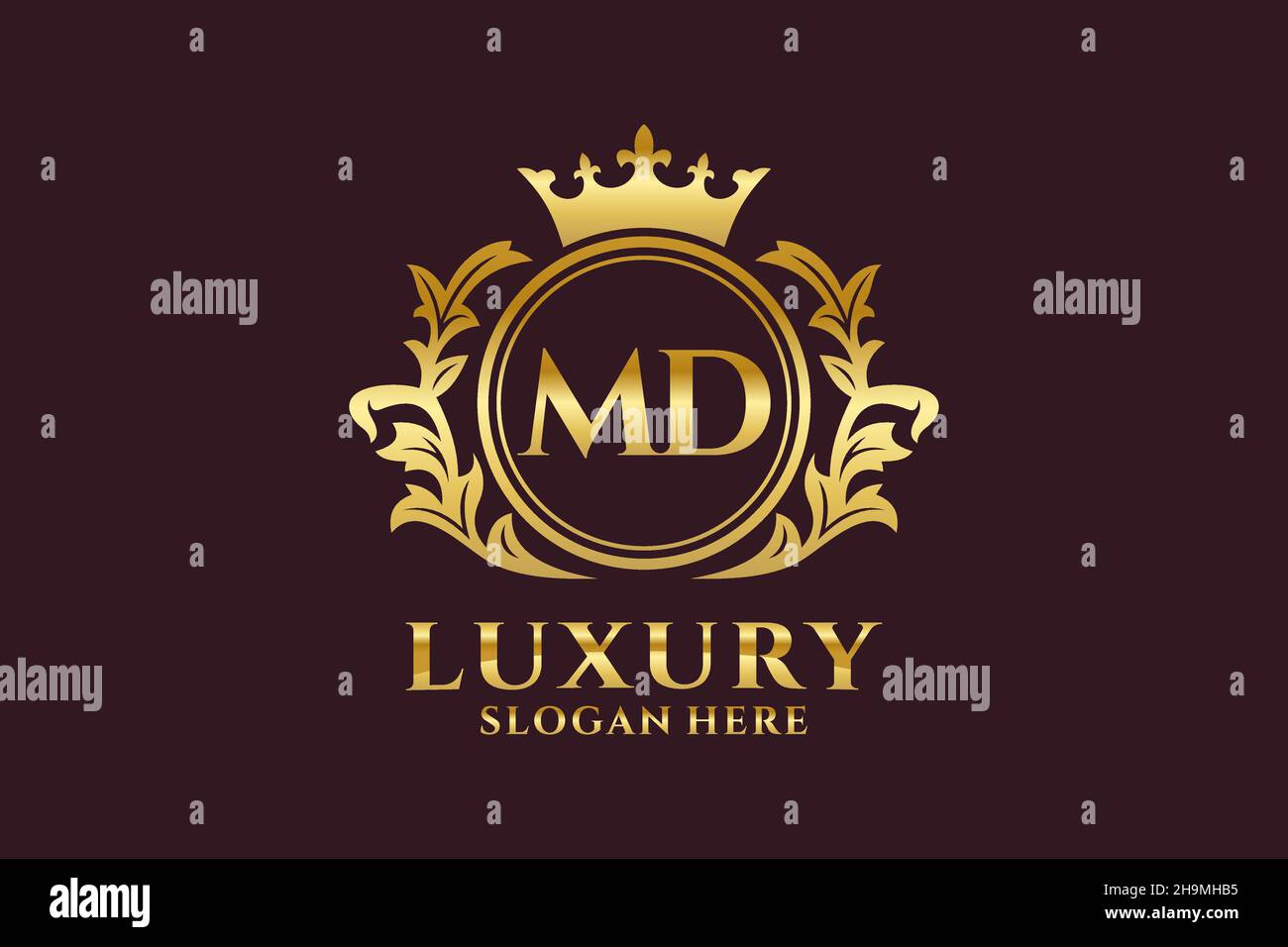 MD Letter Royal Luxury Logo template in vector art for luxurious ...