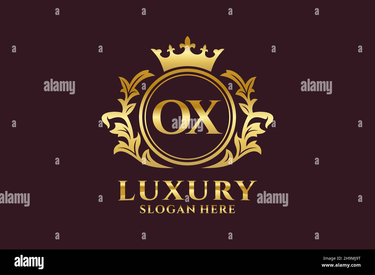 OX Letter Royal Luxury Logo template in vector art for luxurious branding projects and other vector illustration. Stock Vector