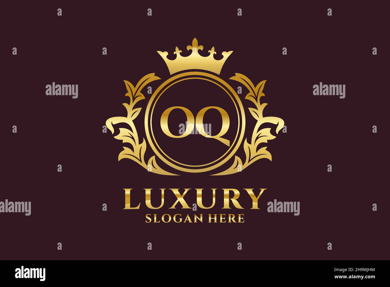 OQ Letter Royal Luxury Logo template in vector art for luxurious branding projects and other vector illustration. Stock Vector