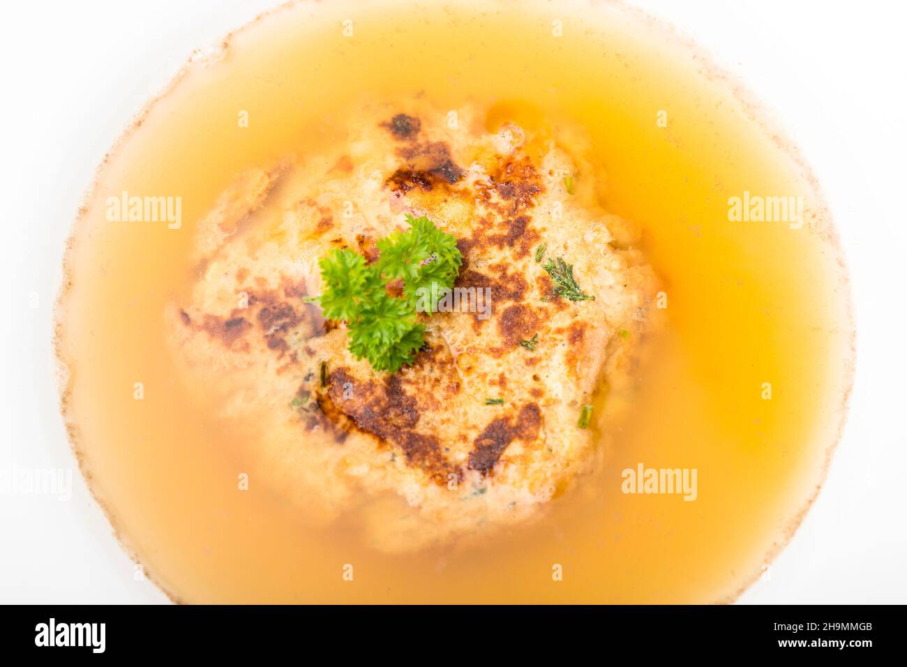 austrian cheese dumpling in broth Stock Photo