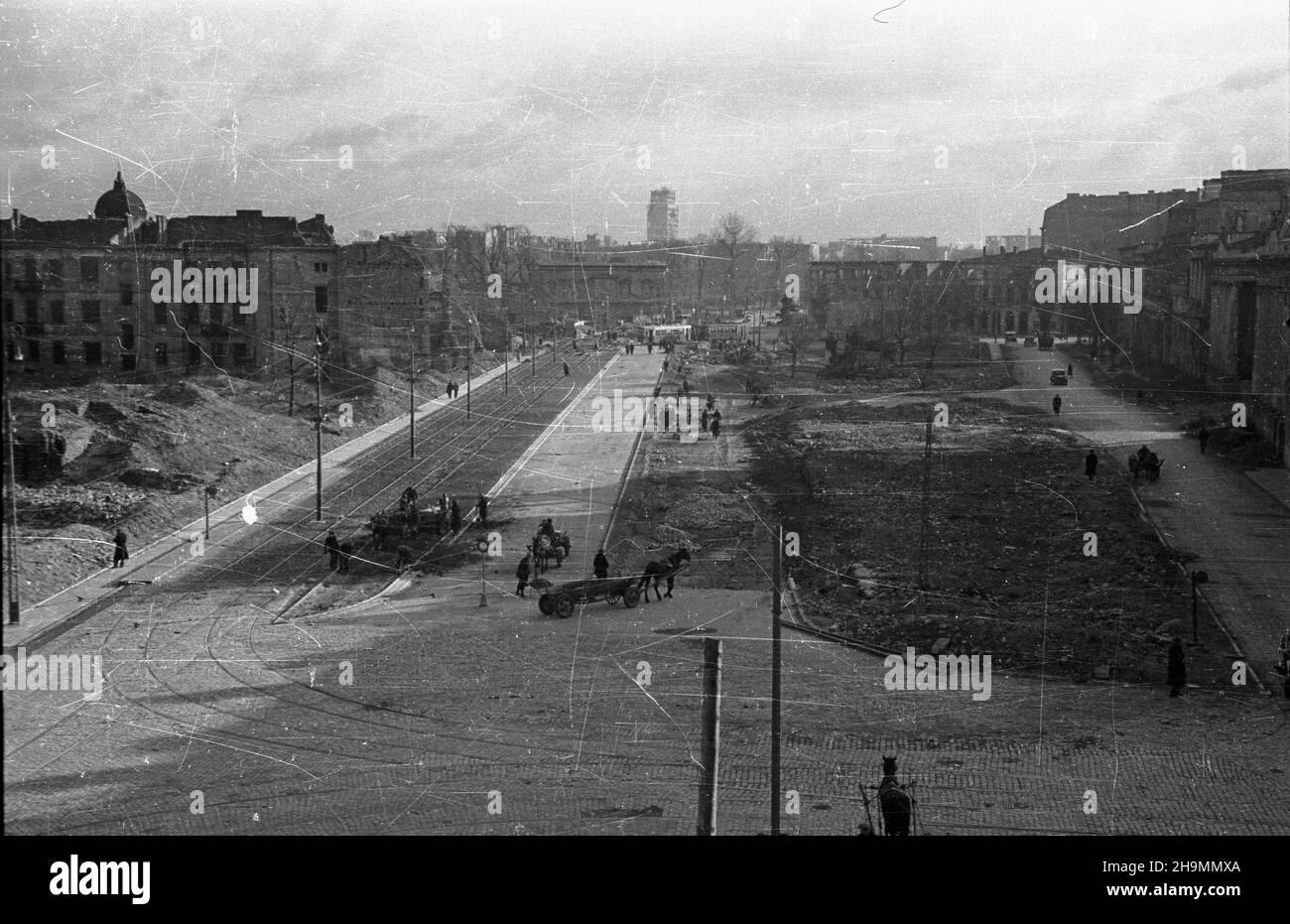 Warszawa 1948 10 Plac Bankowy Nz Nowozbudowana Linia Tramwajowa 