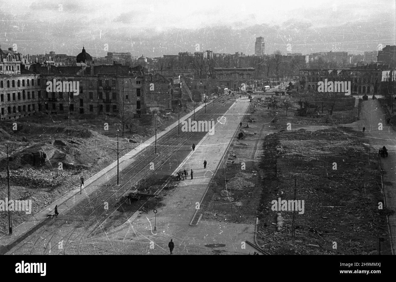 Warszawa 1948 10 Plac Bankowy Nz Nowozbudowana Linia Tramwajowa 