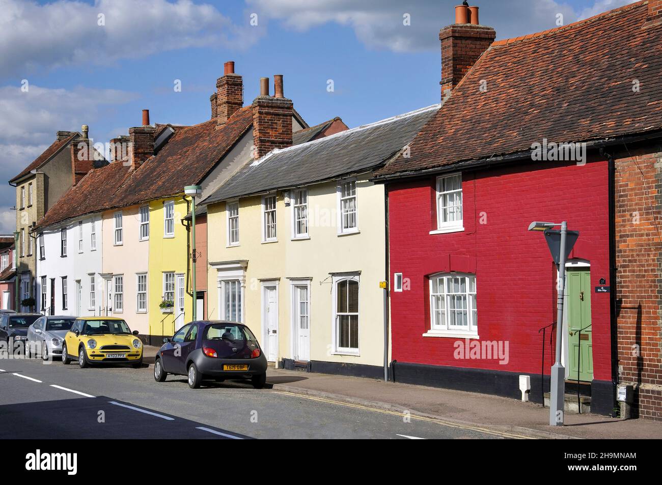 Colourful houses, Church Street, Clare, Suffolk, England, United Kingdom Stock Photo
