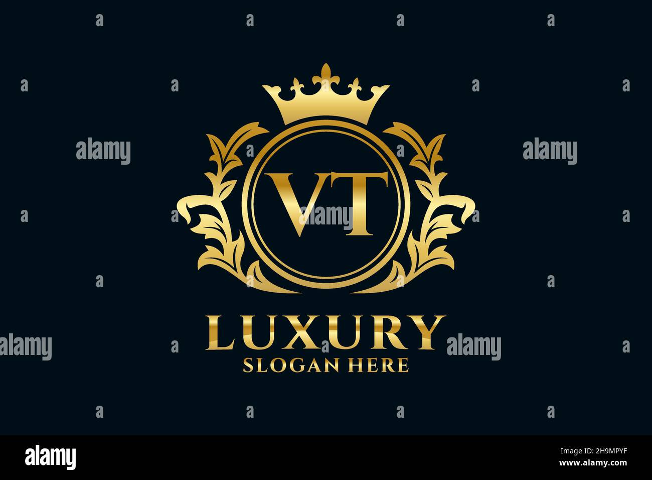 VT Letter Royal Luxury Logo template in vector art for luxurious ...