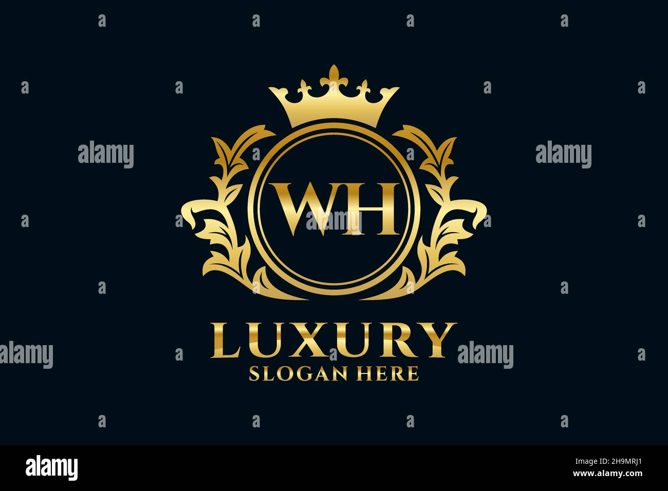 WH Letter Royal Luxury Logo template in vector art for luxurious ...