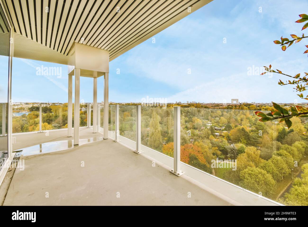 Enchanting Railing Enchanting balcony of a multi-storey building with glass railings Stock ...