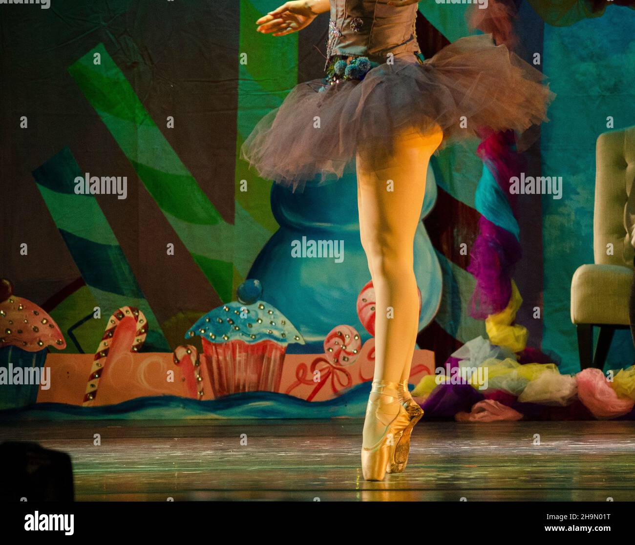 Ballet Dancers toe dancing in pastel colors Stock Photo