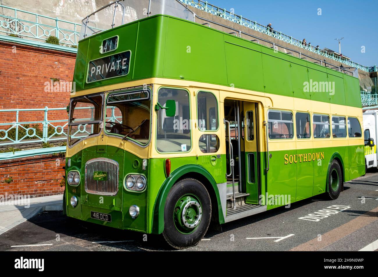 A Traditional Open Air Bus On Brighton Seafront, Brighton, Sussex, UK