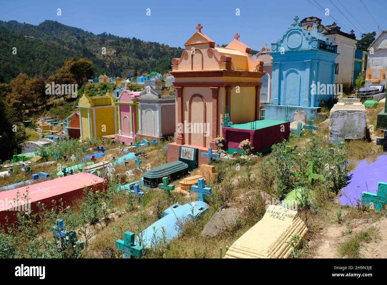 Guatemala Chichicastenango - Cementerio De Chichicastenango - Mayan traditional colorful Cemetery Stock Photo